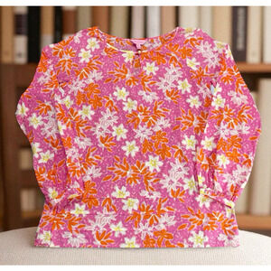 Lilly Pulitzer Willa Palm Beach Popover Top Womens Size M Pink Floral Preppy